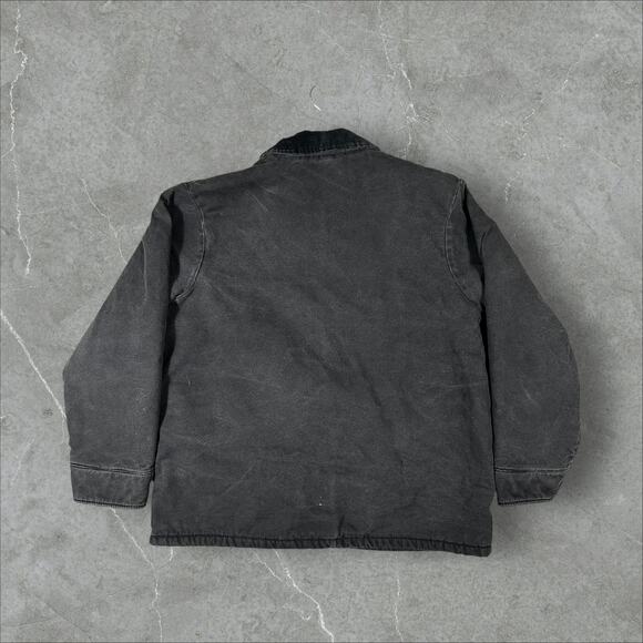 Vintage 90's WearGuard Blanket Lined Size Large Chore Coat Black Canvas Jacket - Picture 2 of 9